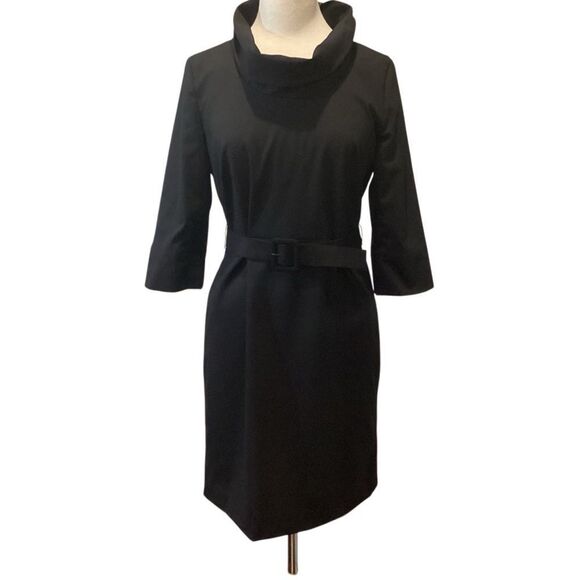 NWT Banana Republic Wool Blend Cowl Neck Black Career Dress Size 6 - Picture 1 of 11